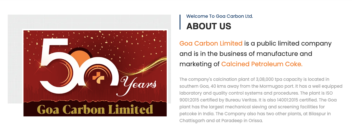 Goa Carbon – Corporate Website - Solution