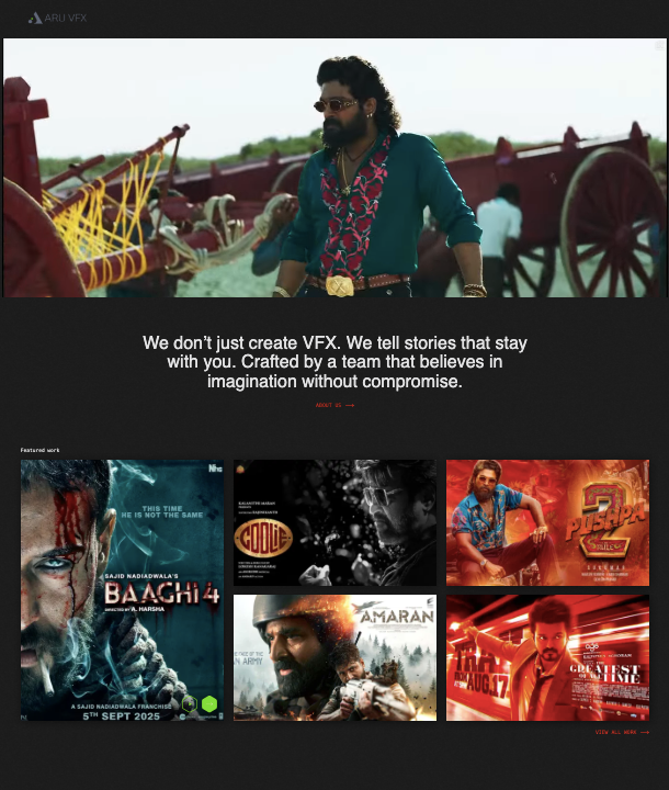 AruVFX: A Digital Showcase for a Modern VFX Studio